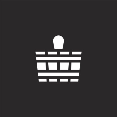 sauna simgesi. Web sitesi tasarımı ve mobil, uygulama geliştirme için doldurulmuş sauna simgesi. siyah arka plan üzerinde izole dolu yatak ve kahvaltı koleksiyonundan sauna simgesi.