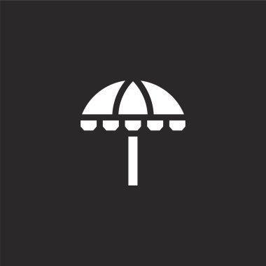 güneş şemsiye sonu. Web sitesi tasarımı ve mobil, uygulama geliştirme için dolgulu güneş şemsiyesi simgesi. siyah arka plan üzerinde izole dolu su parkı koleksiyonundan güneş şemsiyesi simgesi.