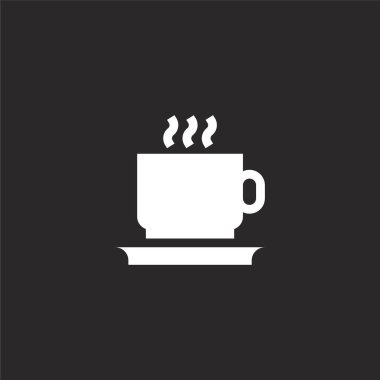 kahve fincanı simgesi. Web sitesi tasarımı ve mobil, uygulama geliştirme için doldurulmuş kahve fincanı simgesi. siyah arka plan üzerinde izole dolu pazarlama koleksiyonundan kahve fincanı simgesi.