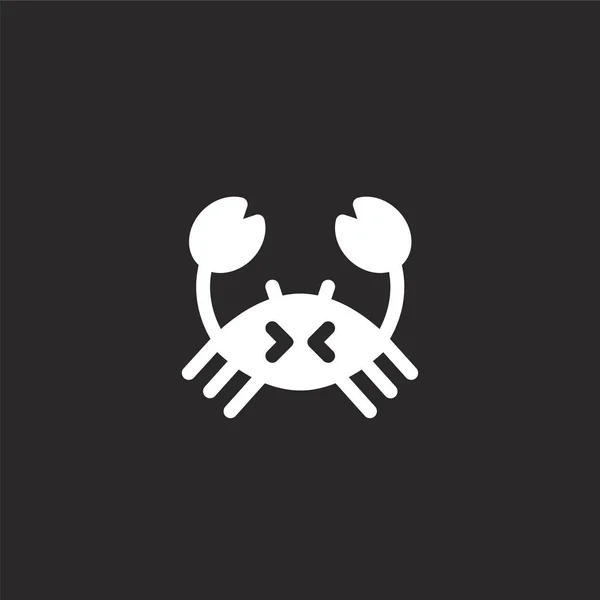 Icône de crabe. Icône de crabe remplie pour la conception de site Web et mobile, développement d'applications. icône de crabe de la collection remplie de vie marine isolé sur fond noir . — Image vectorielle