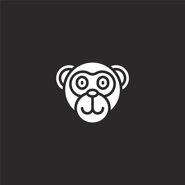 Icône de singe. Icône de singe remplie pour la conception de site Web et mobile, développement d'applications. icône de singe de la collection d'avatars animaux remplis isolé sur fond noir . — Image vectorielle