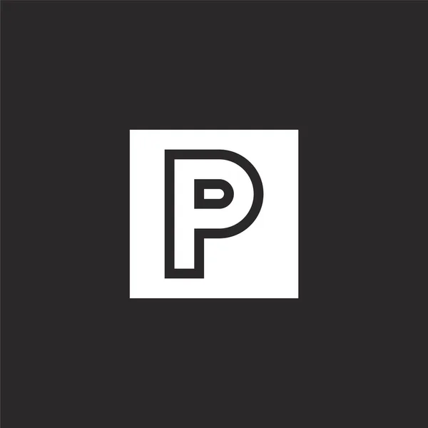 Einparken. Gefüllte Parkplatz-Symbol für Website-Design und mobile, App-Entwicklung. Parkplatz-Ikone aus gefüllter City Life Collection isoliert auf schwarzem Hintergrund. — Stockvektor