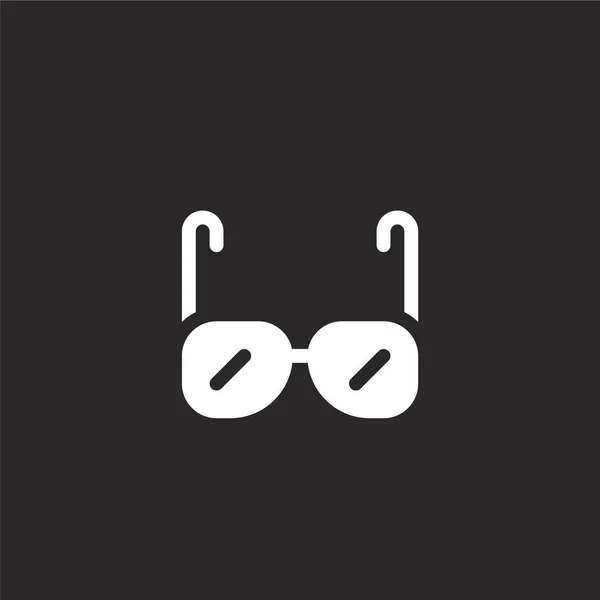 Icono de gafas de sol. Icono de gafas de sol llenas para el diseño del sitio web y móvil, desarrollo de aplicaciones. icono de gafas de sol de la colección llena parque de agua aislado sobre fondo negro . — Vector de stock