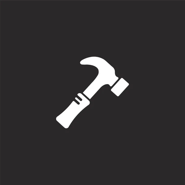 Hammer icon. Filled hammer icon for website design and mobile, app development. hammer icon from filled carpentry collection isolated on black background. — Stock Vector