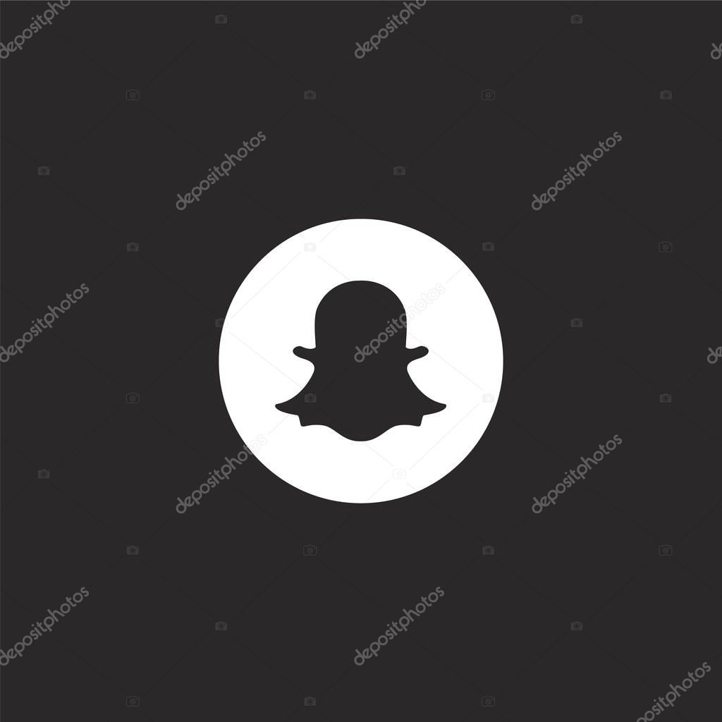 Snapchat icon. Filled snapchat icon for website design and mobile, app development. snapchat icon from filled social media collection isolated on black background.