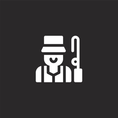 balıkçı simgesi. Web sitesi tasarımı ve mobil, uygulama geliştirme için doldurulmuş balıkçı simgesi. siyah arka plan üzerinde izole dolu balıkçılık koleksiyonundan balıkçı simgesi.