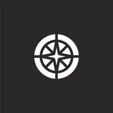 pusula simgesi. Web sitesi tasarımı ve mobil, uygulama geliştirme için doldurulmuş pusula simgesi. siyah arka plan üzerinde izole dolu deniz yaşamı koleksiyonundan pusula simgesi.