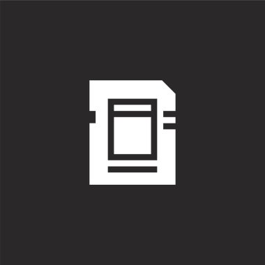 bellek kartı simgesi. Web sitesi tasarımı ve mobil, uygulama geliştirme için doldurulmuş bellek kartı simgesi. siyah arka plan üzerinde yalıtılmış dolu fotoğraf koleksiyonundan bellek kartı simgesi.