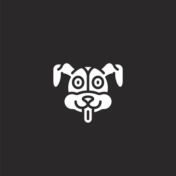 Icono de perro. Icono de perro lleno para el diseño del sitio web y móvil, desarrollo de aplicaciones. icono del perro de la colección de avatares animales rellenos aislados sobre fondo negro . — Vector de stock