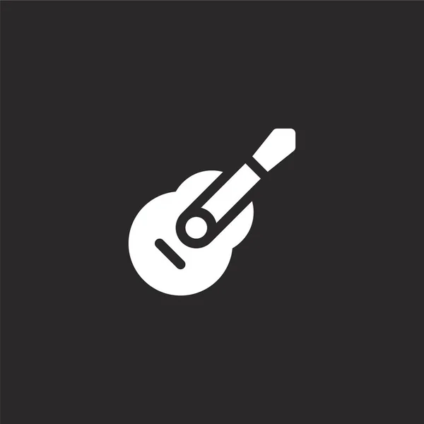 Ícone de guitarra acústica. Ícone de guitarra acústica preenchido para design de site e celular, desenvolvimento de aplicativos. ícone de guitarra acústica de coleção de festival de música preenchido isolado em fundo preto . — Vetor de Stock