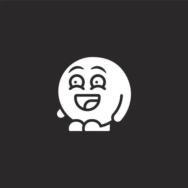 Icono feliz. Lleno icono feliz para el diseño del sitio web y móvil, desarrollo de aplicaciones. icono feliz de lleno colección de personas emoji aislados sobre fondo negro . — Vector de stock