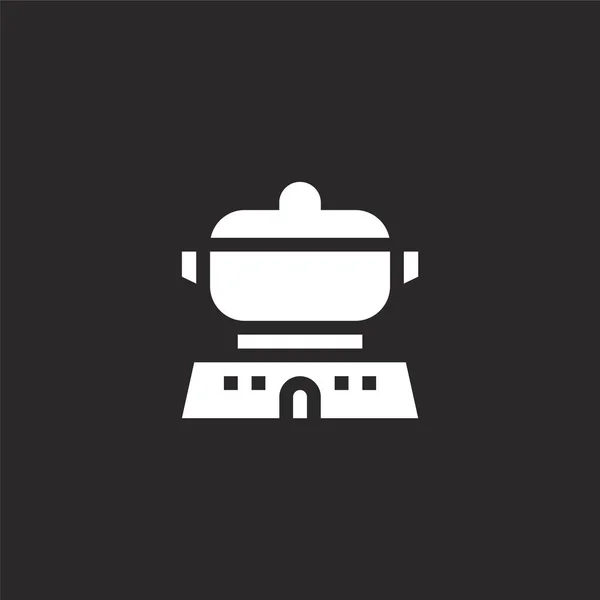 Значок для приготування їжі. Заповнена іконка приготування їжі для дизайну веб-сайту та мобільних пристроїв, розробка додатків. значок для приготування їжі з заповнених хобі та колекції вільного часу ізольовані на чорному фоні . — стоковий вектор