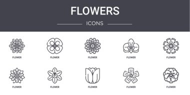 Çiçek konsepti simgeleri ayarlandı. Web, logo, çiçek, çiçek gibi simgeler içerir,