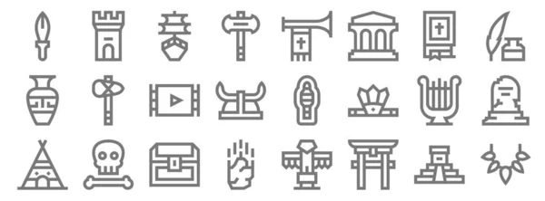 History Line Icons Linear Set Quality Vector Line Set Prehistory — Stock Vector