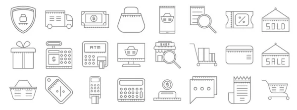 Iconos Línea Compras Línea Conjunto Lineal Conjunto Línea Vectores Calidad — Archivo Imágenes Vectoriales