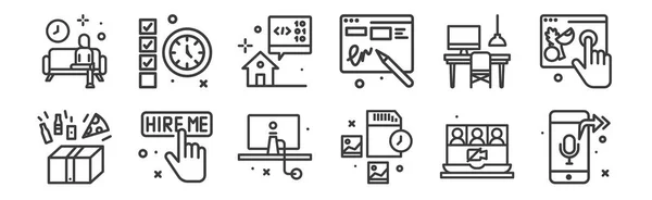 Ensemble Travail Linéaire Partir Des Icônes Maison Icônes Contour Mince — Image vectorielle