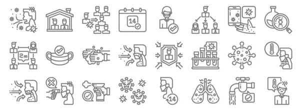 Icônes Ligne Coronavirus Set Linéaire Ensemble Lignes Vectorielles Qualité Telles — Image vectorielle