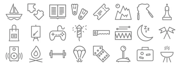 Activities Line Icons Linear Set Quality Vector Line Set Bbq — Stock Vector