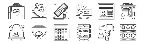 Σετ Εικονιδίων Γραμμικών Συσκευών Τεχνολογίας Λεπτά Εικονίδια Περίγραμμα Όπως Ram — Διανυσματικό Αρχείο