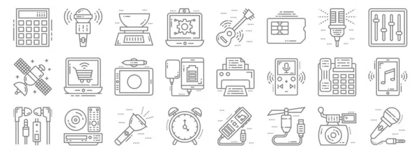 Dispositivos Tecnología Iconos Línea Conjunto Lineal Conjunto Línea Vectores Calidad — Archivo Imágenes Vectoriales