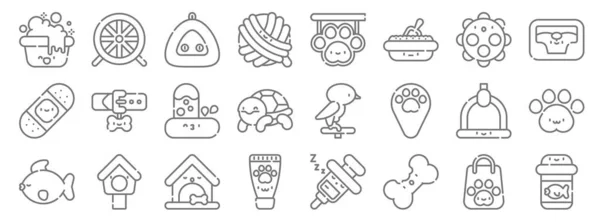 Iconos Línea Mascotas Conjunto Lineal Conjunto Línea Vectores Calidad Como — Vector de stock