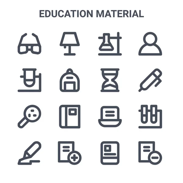Набор Значков Векторной Линии Образовательного Материала 64X64 Тонкий Штрих Иконки — стоковый вектор