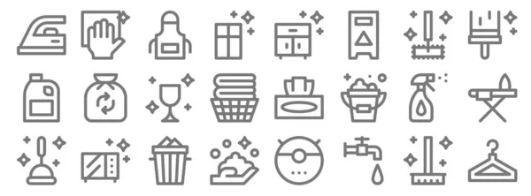 Cleaning Line Icons Linear Set Quality Vector Line Set Clothes — Stock Vector
