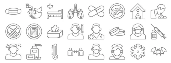 Coronavirus Disease Line Icons Linear Set Quality Vector Line Set — Stock Vector