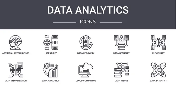 Conjunto Iconos Línea Concepto Análisis Datos Contiene Iconos Utilizables Para — Vector de stock