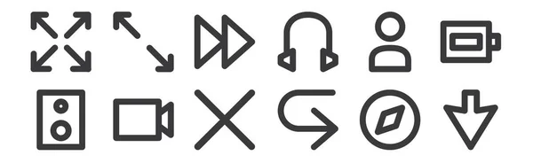 Lineare Benutzeroberflächensymbole Dünne Umrisse Symbole Wie Download Next Camcorder User — Stockvektor