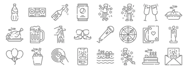 Celebration Line Icons Linear Set Quality Vector Line Set Party — Stock Vector