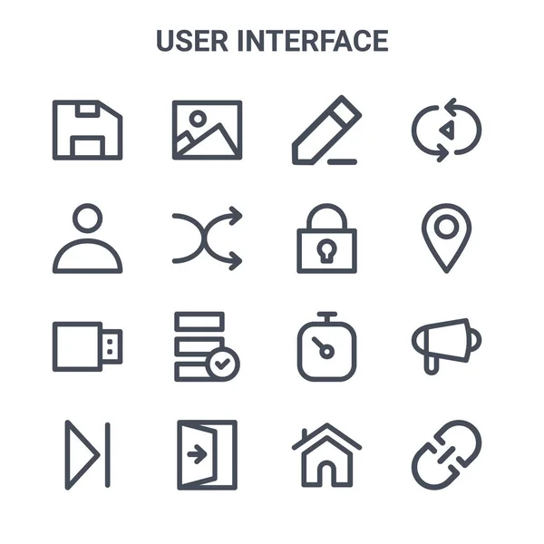 Kullanıcı Arayüzü Konsept Vektör Çizgisi Simgesi Seti 64X64 Nce Vuruş — Stok Vektör