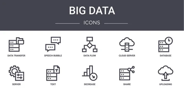 Conjunto Iconos Línea Concepto Big Data Contiene Iconos Utilizables Para — Vector de stock