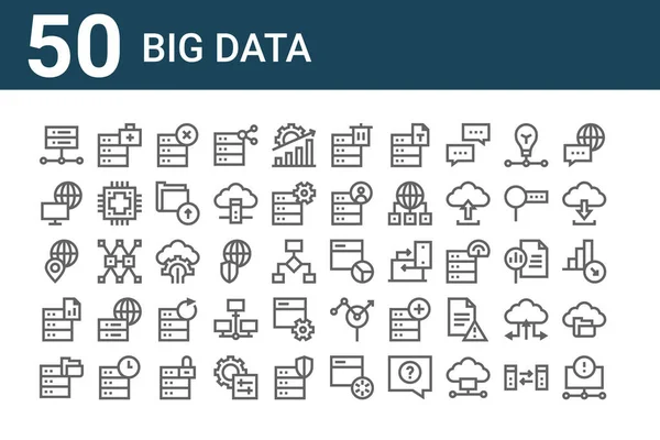 Conjunto Iconos Big Data Esbozar Iconos Línea Delgada Como Fracaso — Vector de stock
