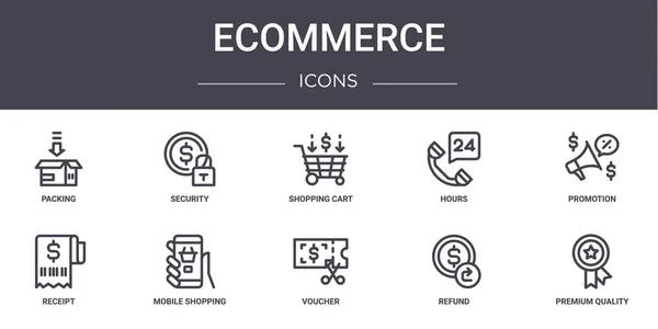 Commerce Konzept Linie Symbole Gesetzt Enthält Symbole Für Web Logo — Stockvektor