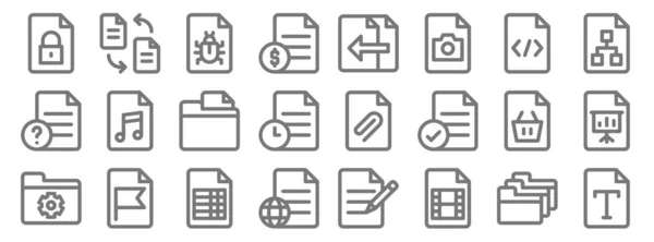 Documento Archivos Iconos Línea Conjunto Lineal Conjunto Líneas Vectoriales Calidad — Vector de stock