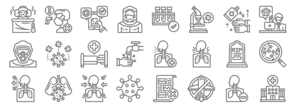 Coronavirus Symbole Lineares Set Qualitätsvektorleitungsset Wie Krankenhaus Kein Flug Coronavirus — Stockvektor