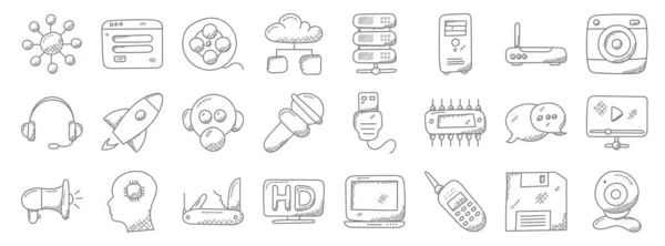 Iconos Línea Tecnología Conjunto Lineal Conjunto Línea Vectorial Calidad Como — Vector de stock