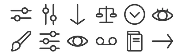 Наборов Иконок Линейного Интерфейса Тонкие Контуры Иконки Такие Право Голосовая — стоковый вектор