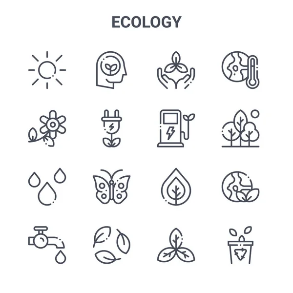 Set Ecology Concept Vector Line Icons 64X64 Thin Stroke Icons — Stock Vector