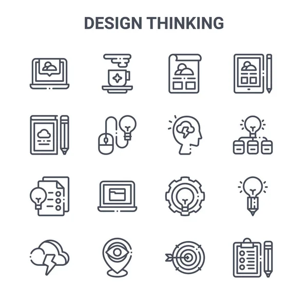 Satz Von Design Thinking Concept Vektor Line Icons 64X64 Symbole — Stockvektor