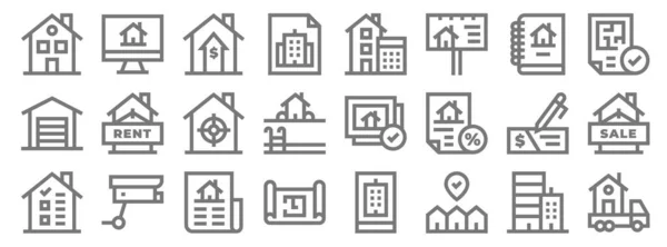Real Estate Line Icons Linear Set Quality Vector Line Set — Stock Vector