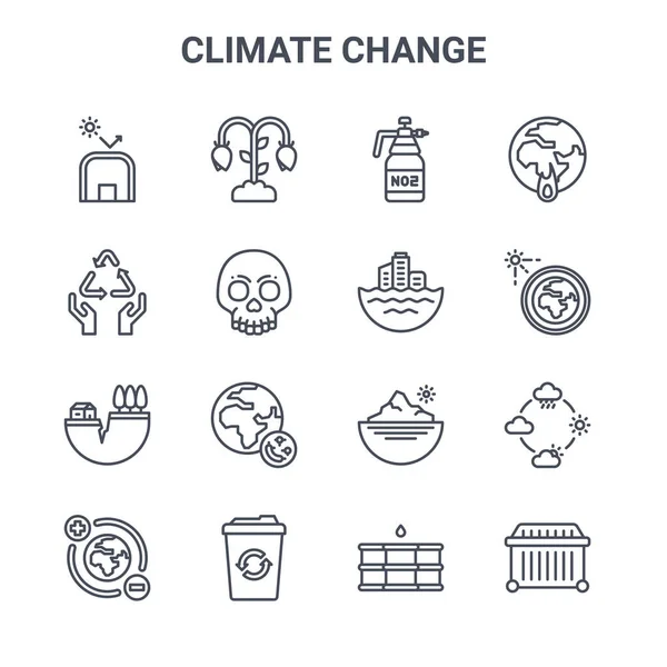 Conjunto Iconos Línea Vectorial Concepto Cambio Climático 64X64 Iconos Trazo — Archivo Imágenes Vectoriales