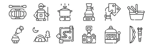 Sad Lineárních Ikon Volného Času Tenké Obrysové Ikony Jako Lukostřelba — Stockový vektor