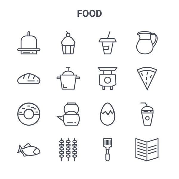 Conjunto Iconos Línea Vectorial Concepto Alimentos 64X64 Iconos Trazos Finos — Archivo Imágenes Vectoriales