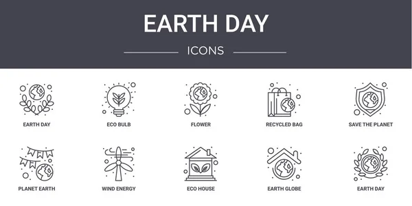 Set Iconos Línea Concepto Día Tierra Contiene Iconos Utilizables Para — Vector de stock