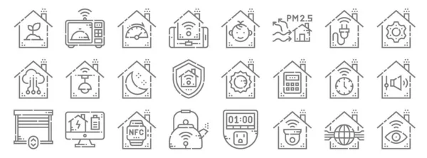 Smarthome Line Symbole Lineares Set Qualitätsvektorleitungsset Wie Monitor Überwachung Wasserkocher — Stockvektor