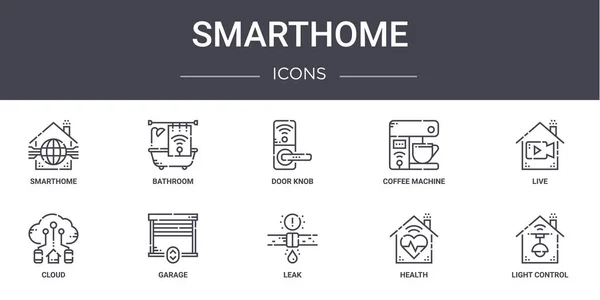 Smarthome Concept Line Icons Gesetzt Enthält Symbole Für Web Logo — Stockvektor