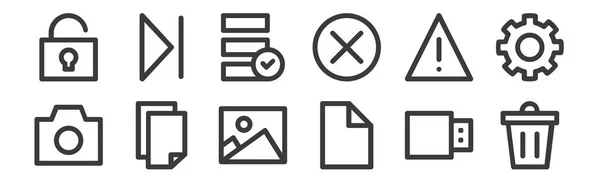 Set Van Lineaire Gebruikersinterface Iconen Dunne Omtrek Pictogrammen Zoals Verwijderen — Stockvector