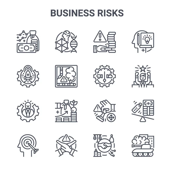 Insieme Business Risk Concept Icone Della Linea Vettoriale 64X64 Icone — Vettoriale Stock